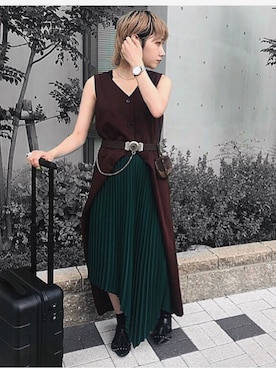 「JOINT WORKS（ジョイントワークス）のアイテム（ワンピース/ドレス）」を使った、林﨑咲良さん（レディース・153cm）の夏コーディネート
