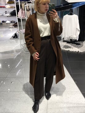 「Ｖカラーコート」｜林﨑咲良さん（レディース・153cm）の冬コーディネート