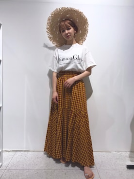 「JOINT WORKS（ジョイントワークス）のアイテム（帽子）」を使った、林﨑咲良さん（レディース・153cm）の夏コーディネート