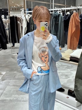 「JOINT WORKS（ジョイントワークス）のアイテム（ジャケット/アウター）」を使った、林﨑咲良さん（レディース・153cm）の春コーディネート