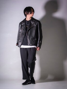 Gu ジーユー のライダースジャケットを使ったメンズ人気ファッションコーディネート 髪型 セミロングヘアー Wear