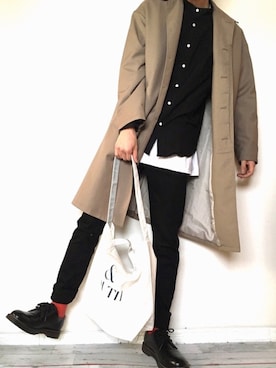 「レイヤードstyle」｜「アイテム（ステンカラーコート）」を使った、KenNさん（メンズ・179cm）の冬コーディネート