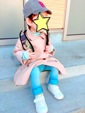 「アイテム（トレンチコート）」を使った、RINtaさん（キッズ・80cm）の春コーディネート