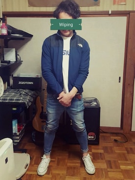 「ザノースフェイス」｜「アイテム（ブルゾン）」を使った、wipingさん（メンズ・177cm）の秋コーディネート