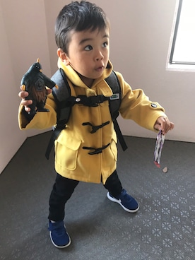 「アイテム（ダッフルコート、イエロー系）」を使った、Haruさん（キッズ・100cm）の冬コーディネート