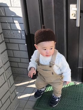 「Moujonjon（ムージョンジョン）のアイテム（オールインワン・サロペット）」を使った、shuさん（キッズ・80cm）の夏コーディネート