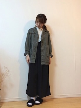 「甘辛mix」｜「アイテム（サロペット/オーバーオール）」を使った、mikaさん（レディース・155cm）の春コーディネート