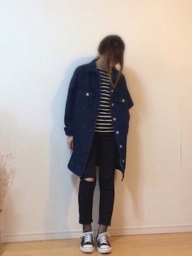 「ニコちゃん」｜「アイテム（ジャケット/アウター）」を使った、mikaさん（レディース・155cm）の春コーディネート