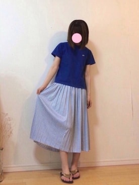 「ブルーコーデ」｜「アイテム（ビーチサンダル）」を使った、mikaさん（レディース・155cm）の夏コーディネート