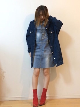 「デニムシャツ」｜「アイテム（福袋/福箱）」を使った、mikaさん（レディース・155cm）の秋コーディネート