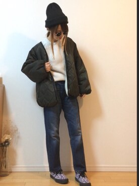 「リバーシブル」｜「アイテム（福袋/福箱）」を使った、mikaさん（レディース・155cm）の冬コーディネート