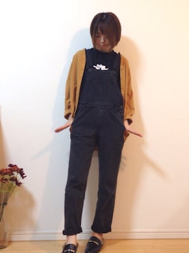 「マスタード」｜「アイテム（スリッポン）」を使った、mikaさん（レディース・155cm）の秋コーディネート