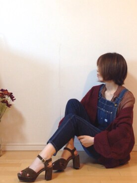 「ゆるニット」｜「アイテム（オールインワン・サロペット）」を使った、mikaさん（レディース・155cm）の秋コーディネート