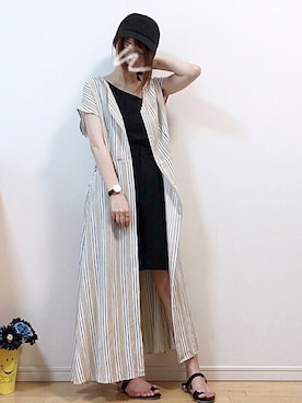 「アシンメトリー」｜「アイテム（シャツワンピース）」を使った、mikaさん（レディース・155cm）の夏コーディネート