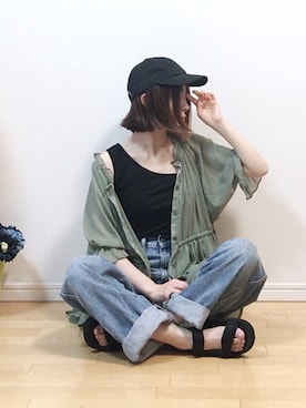 「シフォンブラウス」｜「アイテム（その他）」を使った、mikaさん（レディース・155cm）の夏コーディネート