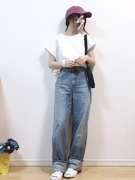 「アイテム（バングル/リストバンド、ホワイト系）」を使った、mikaさん（レディース・155cm）の夏コーディネート