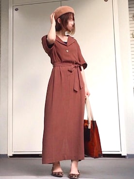 「レトロワンピース」｜「アイテム（その他）」を使った、mikaさん（レディース・155cm）の秋コーディネート
