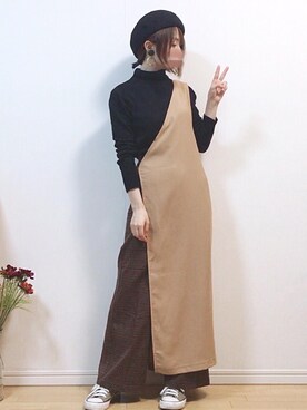 「アントマリーズ」｜「アイテム（ハンチング/ベレー帽）」を使った、mikaさん（レディース・155cm）の秋コーディネート