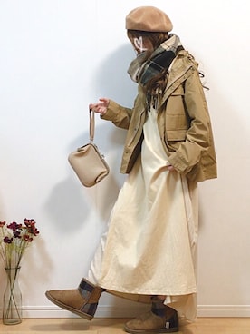 「チェック柄に恋してる」｜「アイテム（マウンテンパーカー）」を使った、mikaさん（レディース・155cm）の秋コーディネート