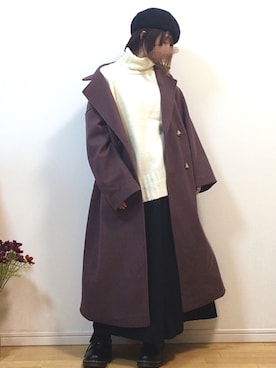 「Chaco closet（チャコ クローゼット）のリラクシングAラインフレアワイドパンツ（その他パンツ）」を使った、mikaさん（レディース・155cm）の秋コーディネート