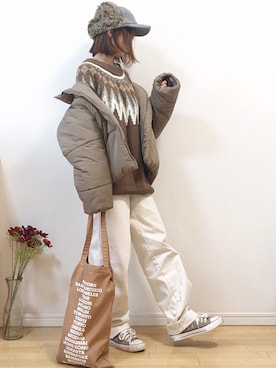 「やっぱりストリートが好き」｜「アイテム（ダウンジャケット/コート）」を使った、mikaさん（レディース・155cm）の秋コーディネート