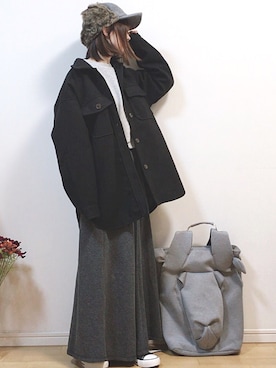 「polcadot」｜「アイテム（カバーオール）」を使った、mikaさん（レディース・155cm）の冬コーディネート