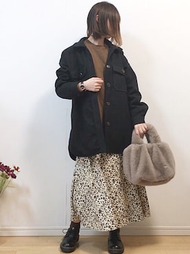 「FREDY&GLOSTER」｜「アイテム（カバーオール）」を使った、mikaさん（レディース・155cm）の冬コーディネート