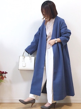 「アントマリーズ」｜「アイテム（ノーカラージャケット）」を使った、mikaさん（レディース・155cm）の冬コーディネート