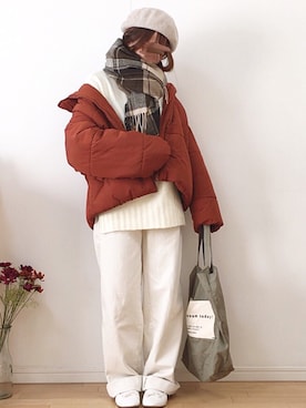 「polcadot」｜「アイテム（ダウンジャケット/コート）」を使った、mikaさん（レディース・155cm）の冬コーディネート