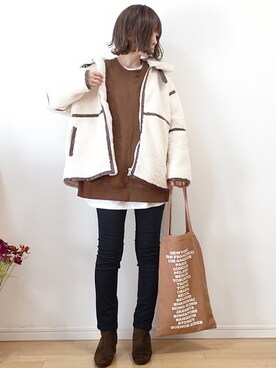 「ウィッグ」｜「アイテム（ブルゾン）」を使った、mikaさん（レディース・155cm）の冬コーディネート