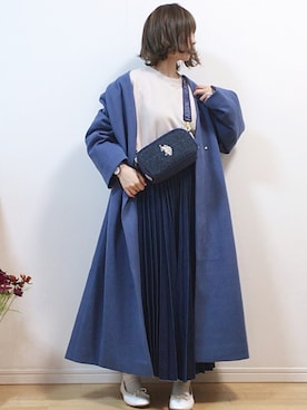 「ウィッグ」｜「アイテム（ノーカラージャケット）」を使った、mikaさん（レディース・155cm）の冬コーディネート