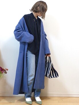 「ウィッグ」｜「アイテム（ノーカラージャケット）」を使った、mikaさん（レディース・155cm）の冬コーディネート