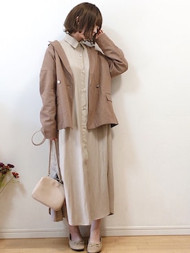 「リネンジャケット」｜mikaさん（レディース・155cm）の春コーディネート