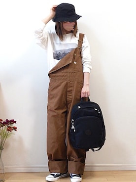 「polcadot」｜「アイテム（サロペット/オーバーオール）」を使った、mikaさん（レディース・155cm）の春コーディネート