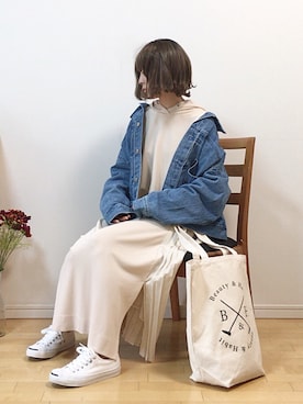 「MAYSON GREY（メイソングレイ）の【socolla】バックプリーツワンピース（ワンピース）」を使った、mikaさん（レディース・155cm）の春コーディネート