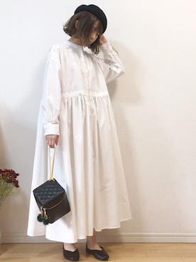 「polcadot」｜「アイテム（シャツワンピース）」を使った、mikaさん（レディース・155cm）の春コーディネート