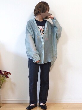 「ハイウエストストレートジーンズ」｜mikaさん（レディース・155cm）の春コーディネート