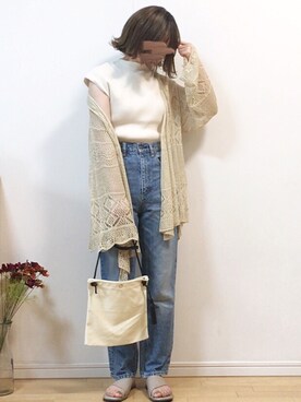 「ハイウエストストレートジーンズ」｜mikaさん（レディース・155cm）の春コーディネート