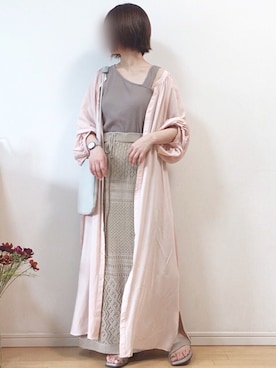 「Happy John（ハッピージョン）のアイテム（シャツワンピース）」を使った、mikaさん（レディース・155cm）の夏コーディネート