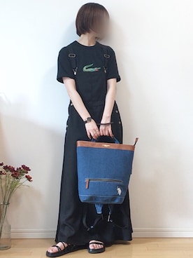 「LACOSTE」｜「アイテム（アナログ腕時計）」を使った、mikaさん（レディース・155cm）の夏コーディネート