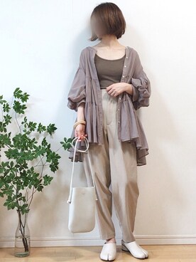 「スリッパ」｜「アイテム（アクセサリー）」を使った、mikaさん（レディース・155cm）の夏コーディネート