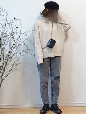 「アイテム（ドレスシューズ）」を使った、mikaさん（レディース・155cm）の冬コーディネート