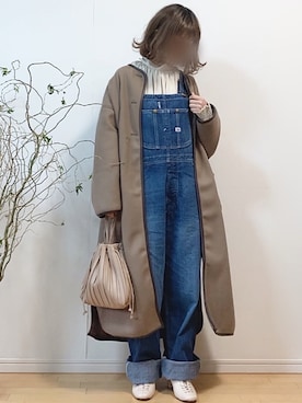 「レースアップシューズ」｜「アイテム（ノーカラーコート）」を使った、mikaさん（レディース・155cm）の冬コーディネート
