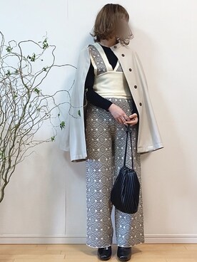 「sakishimatokyo（サキシマトーキョー）のアイテム（ニット/セーター）」を使った、mikaさん（レディース・155cm）の冬コーディネート