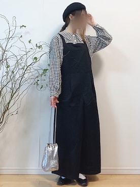 「sakishimatokyo（サキシマトーキョー）のアイテム（シャツワンピース）」を使った、mikaさん（レディース・155cm）の冬コーディネート