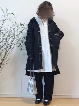 「アイテム（ミリタリージャケット）」を使った、mikaさん（レディース・155cm）の冬コーディネート