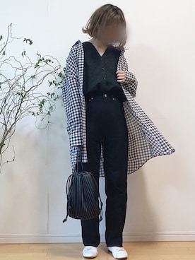 「M nort（エムノート）のアイテム（パンツ）」を使った、mikaさん（レディース・155cm）の春コーディネート