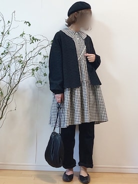 「sakishimatokyo（サキシマトーキョー）のアイテム（シャツワンピース）」を使った、mikaさん（レディース・155cm）の春コーディネート