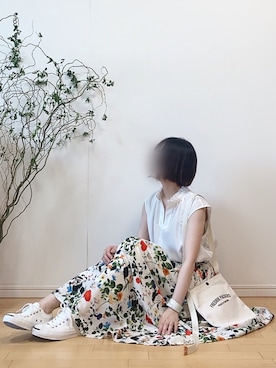 「アイテム（バングル/リストバンド、ホワイト系）」を使った、mikaさん（レディース・155cm）の夏コーディネート