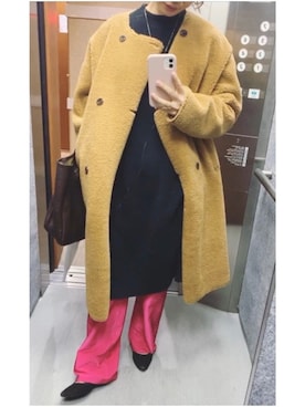 「STUNNING LURE（スタニングルアー）のアイテム（ムートンコート）」を使った、サ                さん（レディース・162cm）の冬コーディネート